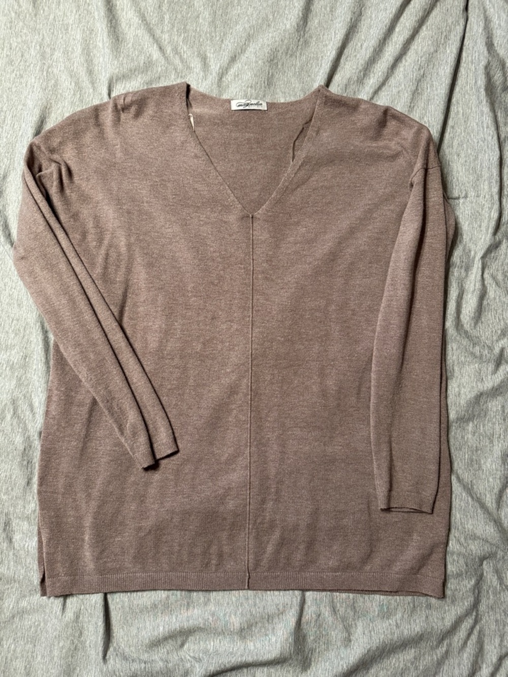Sundry Mauve Taupe V-Neck Knit Top